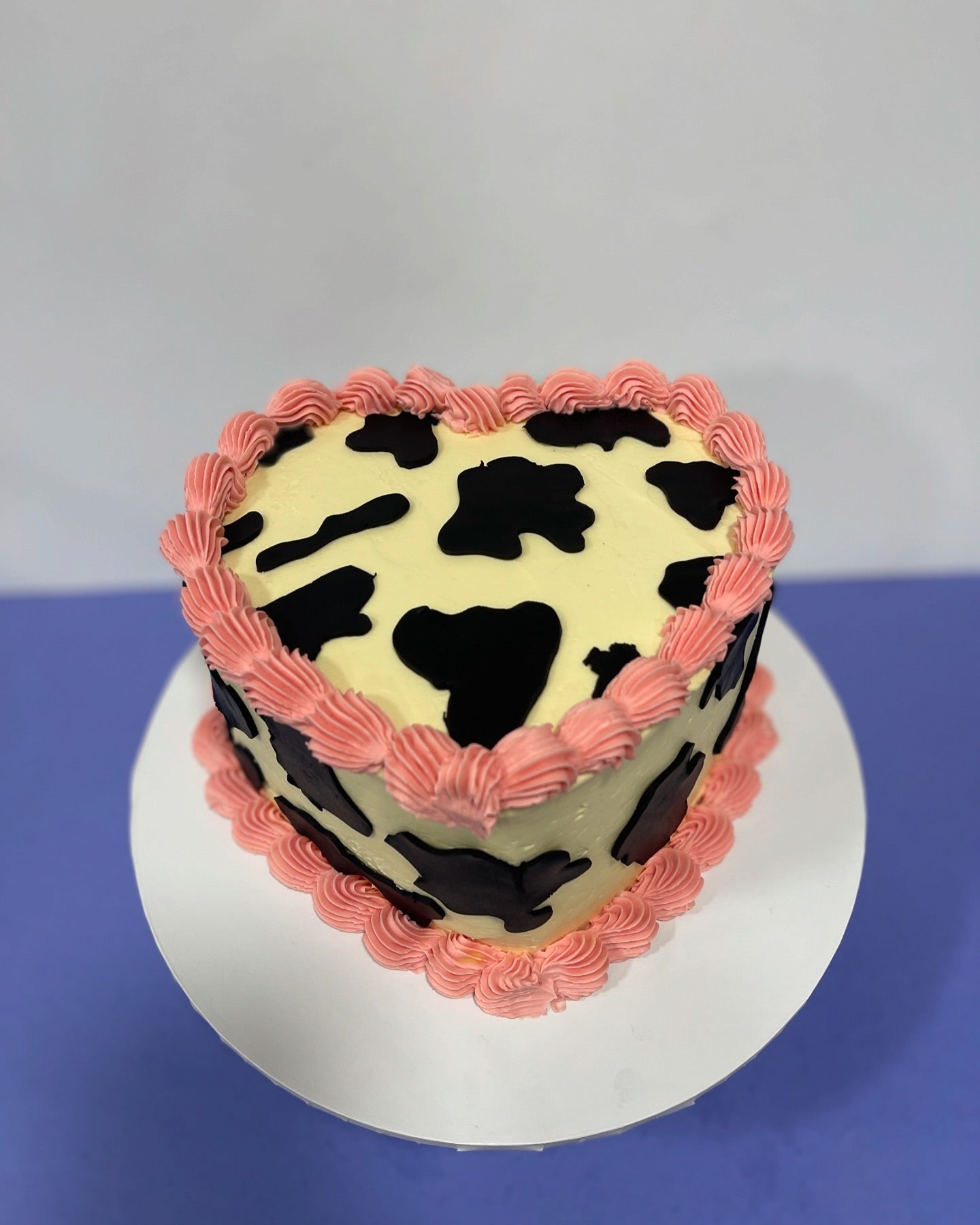 Cow Patterned Heart Cake